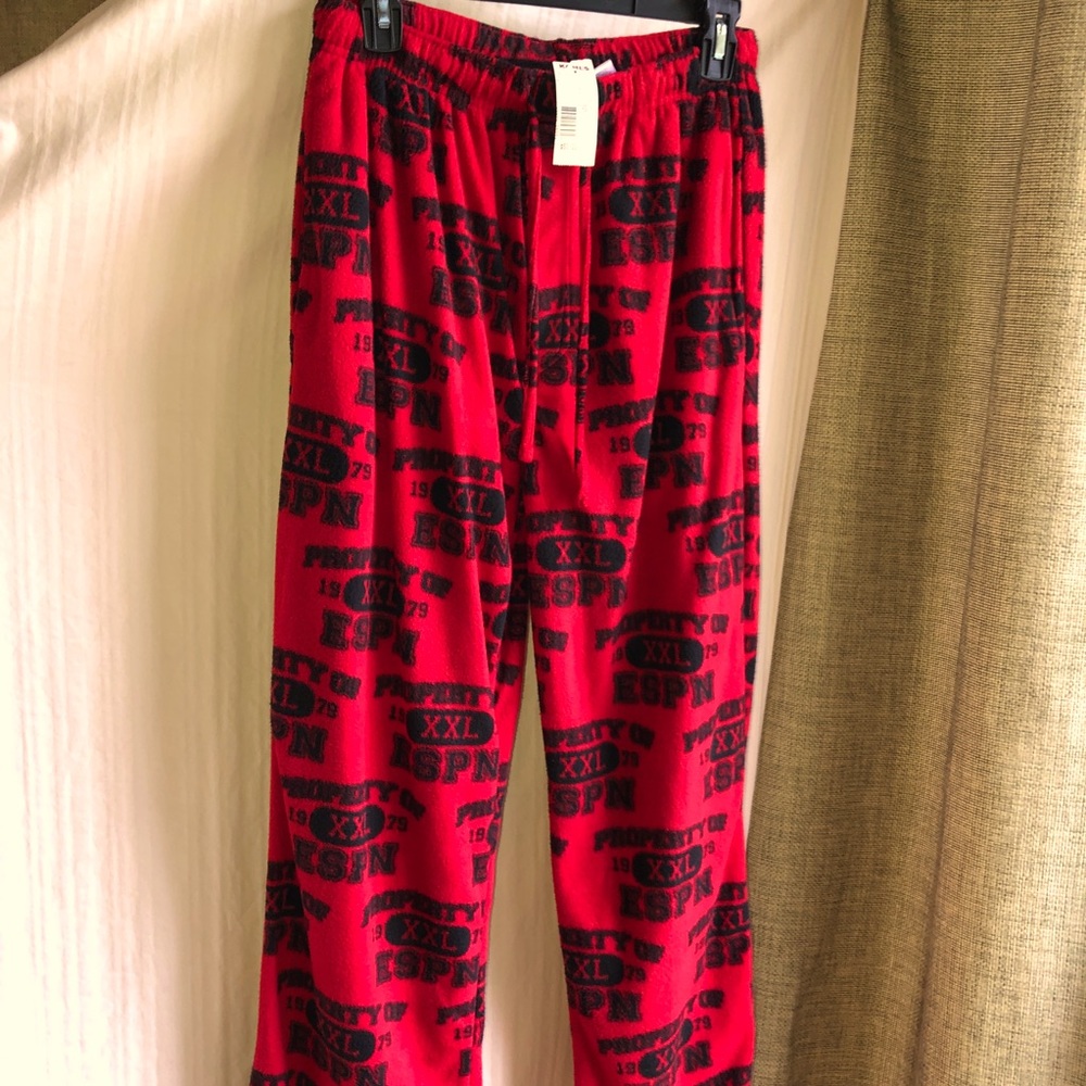 NEW ESPN Lounge Fleece Pants Small Red Men’s